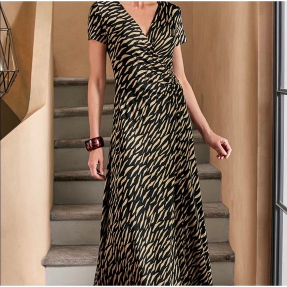 Soft Surroundings Dresses & Skirts - SOFT SURROUNDINGS Tigris Animal Print Faux Wrap Maxi Dress Size Petite M